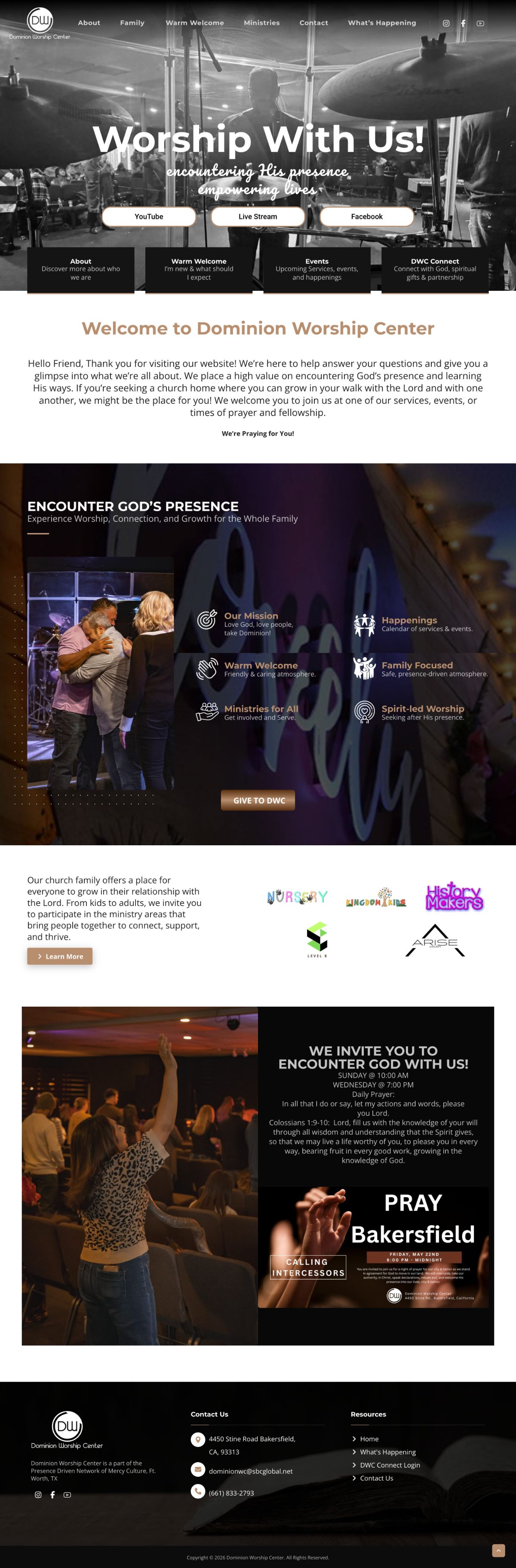Dominion Worship Center website